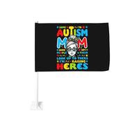 Bannière décorative de protection solaire « Mère d'un enfant autiste élevant des héros » à accrocher à la fenêtre d'une voiture ou d'un camion ; banderole double face de 30 x 45 cm (12 x 18 pouces) a