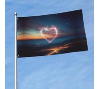 Bannière décorative d'extérieur avec motif étoile filante en forme de cœur pour jardin, porche, mur, terrasse, balcon, célébration