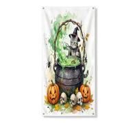 Bannière décorative d'Halloween avec chats américains à poil court, décoration de porte d'entrée, décoration de fond, fournitures de fond pour cour sorcière 91,4 x 183 cm