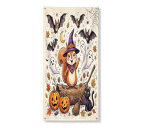 Bannière décorative d'Halloween en forme d'écureuil pour porte d'entrée, décoration d'intérieur et d'extérieur, fantômes, cour, 91,4 x 183 cm