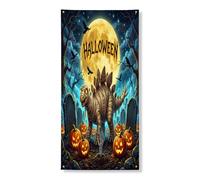 Bannière décorative d'Halloween pour porte d'entrée, citrouilles d'intérieur et d'extérieur, 91,4 x 182,9 cm, motif dinosaure
