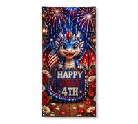 Bannière décorative en forme de dragon de feux d'artifice - Créatures fantastiques colorées - Décoration de fête du 4 juillet - Fournitures de fête d'intérieur et d'extérieur - 91,4 x 183 cm
