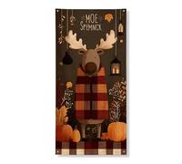Bannière décorative en forme d'élan d'automne - Motif animal de la forêt - Pour festival de la récolte d'automne, décoration saisonnière d'intérieur et d'extérieur - 91,4 x 183 cm