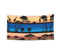 Bannière décorative en métal avec impression d'animaux sauvages africains - Pour intérieur et extérieur - Œillets