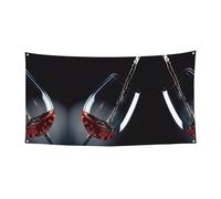 Bannière décorative en métal avec motif tasse de vin - Pour intérieur et extérieur - Œillets