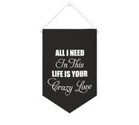 Bannière décorative en toile « All I Need In This Life Is Your Crazy Love » - 25,4 x 38,1 cm