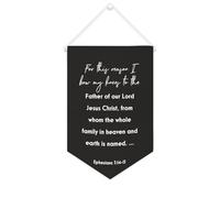 Bannière décorative en toile avec inscription « For This Reason I Bow My Knees to The Father of Our Lord Jesus Christ » - 25,4 x 38,1 cm - Décoration murale pour chambre à coucher, chambre d'enfant