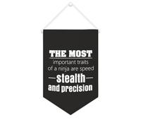 Bannière décorative en toile avec inscription « The Most Important Traits of A Ninja Are Speed Stealth And Precision » - 25,4 x 38,1 cm - Décoration murale pour chambre à coucher, chambre d'enfant