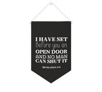 Bannière décorative en toile « I HAVE SET BEFORE YOU AN OPEN DOOR AND NO MAN CAN SHUT IT » - 25,4 x 38,1 cm - Décoration murale pour chambre à coucher, chambre d'enfant, décoration d'intérieur