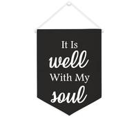 Bannière décorative en toile « It Is Well With My Soul » - Décoration murale pour salon, chambre à coucher, bureau, cadeaux de vacances - 30,5 x 40,6 cm