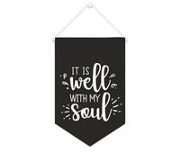 Bannière décorative en toile « It Is Well with My Soul » - Décoration murale pour salon, chambre à coucher, bureau, cadeaux de vacances - 25,4 x 38,1 cm