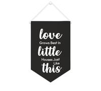 Bannière décorative en toile « Love Grows Best In Little Houses Like This » - 25,4 x 38,1 cm - Décoration murale pour chambre à coucher, chambre d'enfant, décoration d'intérieur