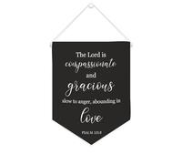 Bannière décorative en toile « The Lord Is Compassionate And Gracious » - 25,4 x 30,5 cm - Décoration murale pour chambre à coucher, chambre d'enfant, décoration d'intérieur