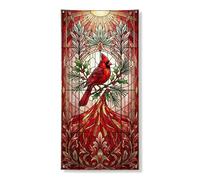 Bannière décorative en vitrail cardinal pour porte d'entrée, intérieur ou extérieur, fournitures de vacances d'hiver 91,4 x 183 cm