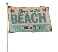 Bannière décorative extérieure durable ??Gone To The Beach This Way?? de 1,2?m x 1,8?m, drapeaux de bienvenue pour patio, drapeaux de jardin printaniers