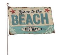 Bannière décorative extérieure durable ??Gone To The Beach This Way?? de 1,5?m x 2,4?m, drapeaux de bienvenue pour patio, drapeaux de jardin printaniers
