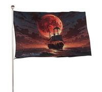 Bannière décorative extérieure durable ??Moon Tree Landscape Ship?? de 1,5?m x 2,4?m, drapeaux de bienvenue pour patio, drapeaux de jardin printaniers
