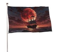 Bannière décorative extérieure durable ??Moon Tree Landscape Ship?? de 6?x?9?cm, drapeaux de bienvenue pour patio, drapeaux de jardin printaniers