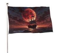 Bannière décorative extérieure durable ??Moon Tree Landscape Ship?? de 90?x?150?m, drapeaux de bienvenue pour patio, drapeaux de jardin printaniers