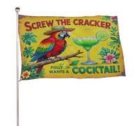 Bannière décorative extérieure durable ??Screw The Cracker Parrot?? de 1,5?m x 2,4?m, drapeaux de bienvenue pour patio, drapeaux de jardin de printemps