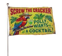 Bannière décorative extérieure durable ??Screw The Cracker Parrot?? de 6?x?9?cm, drapeaux de bienvenue pour patio, drapeaux de jardin de printemps