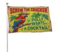 Bannière décorative extérieure durable ??Screw The Cracker Parrot?? de 90?x?150?m, drapeaux de bienvenue pour patio, drapeaux de jardin printaniers