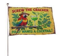 Bannière décorative extérieure durable ??Screw The Cracker Parrot?? de 90?x?150?m, drapeaux de bienvenue pour patio, drapeaux de jardin printaniers