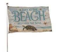 Bannière décorative extérieure durable ??Une journée à la plage restaure l'ame?? de 2?x?3?pieds, drapeaux de bienvenue pour patio, drapeaux de jardin de printemps