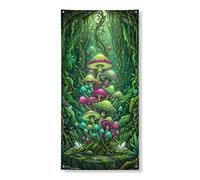 Bannière décorative fantaisie en forme de champignon - Motifs champignons de la forêt - Décoration de porte d'entrée - Intérieur ou extérieur - Décoration de fond à suspendre - Fournitures de festival