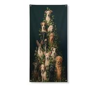 Bannière décorative festive pour porte de chien, portraits de canins fantaisie, décoration intérieure et extérieure, fournitures de fond sur le thème des animaux de vacances, 91,4 x 183 cm