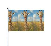 Bannière Décorative Girafe Amusante Dans Un Motif Floral Sauvage Drapeau De Jardin Couleurs Éclatantes Bannière De Cour Avec Œillets En Laiton Drapeaux Décoratifs D'Extérieur