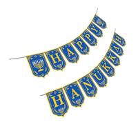 Bannière Décorative Hanoukka 1 Set en Papier Bleu, Motif Festif