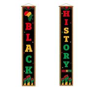 Bannière décorative Happy Black History Month - Décoration d'intérieur - Festival du patrimoine afro-américain - 2 pièces - Panneau de porche pour fête du mois d'histoire noire - Porte d'entrée,