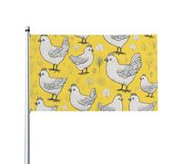 Bannière décorative jaune avec imprimé poule 0,9 x 1,5 m pour jardin, cour, décoration de fête intérieure ou extérieure