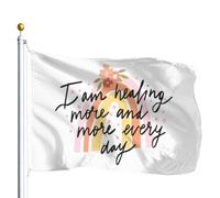 Bannière Décorative Je Guéris De Plus En Plus Chaque Jour. Bannière De Cour Robustes Drapeaux Décoratifs D'Extérieur 100% Polyester Drapeau De Jardin Pour Patio Faire La Fête Bar 90X150Cm