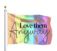 Bannière Décorative Je Les Aime Quand Même Drapeau De Jardin Couleurs Éclatantes Drapeaux Décoratifs D'Extérieur Avec Œillets En Laiton Bannière De Cour Pour Chambre Club Procession 90X150Cm