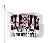 Bannière Décorative Passe La Journée Que Tu Mérites Drapeaux Décoratifs D'Extérieur Couleurs Éclatantes Drapeau De Jardin Avec Œillets En Laiton Bannière De Cour Pour Chambre Bar Club 90X150Cm