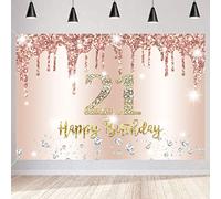 Bannière décorative pour 21e anniversaire de fille - 21 ans - Or rose - 21 panneaux - Décoration d'anniversaire - Décoration de fête d'anniversaire pour fille ou femme