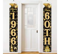 Bannière décorative pour 60e anniversaire pour homme - Bannière de porte « Awesome Since 1966 » « Happy 60th Birthday », panneau de porche amusant pour 60 ans, fournitures de fête d'anniversaire avec