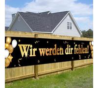 Bannière décorative pour fête d'adieu - Noir - Avec inscription « We will Miss You » - 40 x 270 cm - Pour fête d'adieu et fête à la retraite