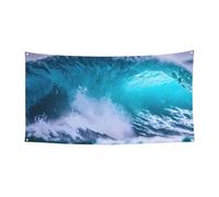 Bannière décorative pour fête d'anniversaire ou de mariage à suspendre pour intérieur ou extérieur Motif vagues Bleu océan