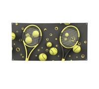 Bannière décorative pour fête - Raquettes de tennis et balles de tennis - Toile de fond avec cordes de suspension - Bannière de fond pour panneaux muraux - Décoration de fête - Accessoires photo 119 x