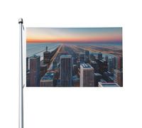Bannière décorative pour intérieur et extérieur Chicago Illinois USA 1 imprimé double face pour jardin, cour, extérieur, taille 0,9 x 1,5 m