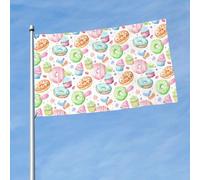 Bannière décorative pour intérieur et extérieur Motif cupcakes beignets Muffins Sucre Pour jardin, porche, cour, fête murale