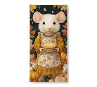 Bannière décorative pour porte d'automne avec motif souris mignonne - Citrouille florale - Décoration d'automne pour intérieur et extérieur - Fournitures de vacances - 91,4 x 183 cm