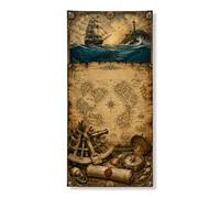 Bannière décorative pour porte d'aventure nautique, carte vintage, bateau, boussole, océan, décoration intérieure et extérieure, festival maritime d'été, fournitures de vacances 91,4 x 183 cm