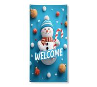 Bannière décorative pour porte de bienvenue bonhomme de neige, motif festif au pays des merveilles d'hiver, décoration d'intérieur et d'extérieur 91,4 x 183 cm