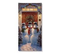 Bannière décorative pour porte de bonhomme de neige - Scène de vacances au pays des merveilles d'hiver - Décoration de Noël festive d'intérieur et d'extérieur - 91,4 x 183 cm