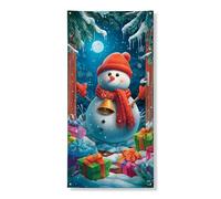 Bannière décorative pour porte de bonhomme de neige, scène festive du pays des merveilles d'hiver, décoration de Noël d'intérieur et d'extérieur 91,4 x 183 cm