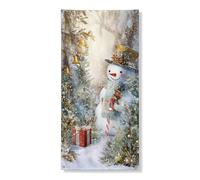 Bannière décorative pour porte de bonhomme de neige - Scène festive du pays des merveilles d'hiver - Décoration de vacances d'intérieur et d'extérieur - Fournitures de fête de Noël - 91,4 x 183 cm